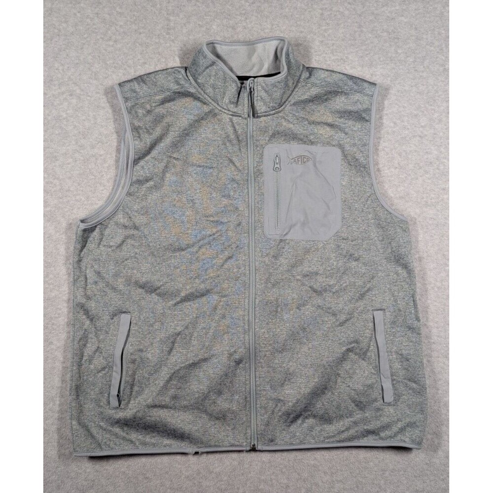 Aftco Men Sweater 2XL‎ Vest Fleece Mock Neck Full Zip Up Aftech Fishing Outdoor